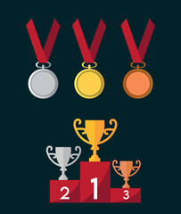 Olympic vector illustrations. Olympic icons, medals and torch vector set