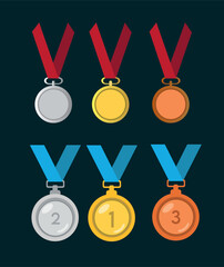 Olympic vector illustrations. Olympic icons, medals and torch vector set