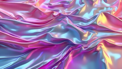 Fototapeta premium The cloth's holographic texture. gradient-style abstract background. Holographic foil with a rainbow appearance. light metal design with pastel colors. the iridescent foil effect's texture. pearlescen