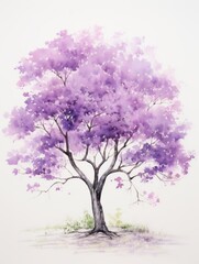 Fototapeta premium A watercolor depiction of a colorful jacaranda tree