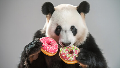 Panda Indulging in Delicious Donuts