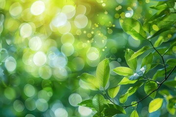 Green texture background, Photos blurred and bokeh under the tree, Fresh nature healthy or bio concept - generative ai