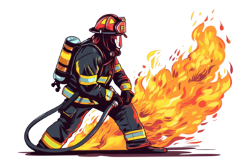 PNG  Fire extinguishing firefighter protection.