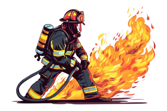 PNG  Fire extinguishing firefighter protection.