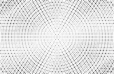 Halftone vector background. Monochrome halftone pattern. Abstract geometric dots background. Pop Art comic gradient black white texture. Design for presentation banner, poster, flyer, business card.