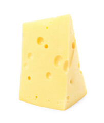 Piece of delicious cheese isolated on white