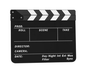 Obraz premium One movie clapper isolated on white. Film industry
