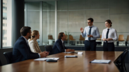 business people working together Blurred Business Meeting Abstract Office Background