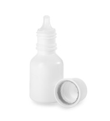 Bottle of medical drops isolated on white