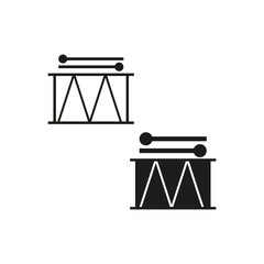 Drum Percussion Vector icons. Music instrument silhouette. Drumsticks and snare graphic.