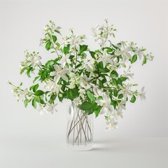 A beautiful lush bouquet of Jasmine in a small vase