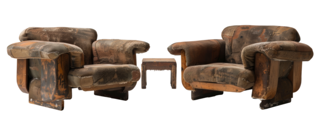 Set of the brutal uphlstered furnitures on the transparent background