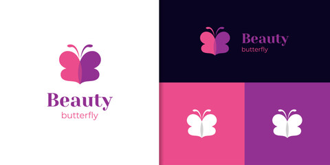 love Butterfly logo with hearth graphic shape. Dating website logo elements