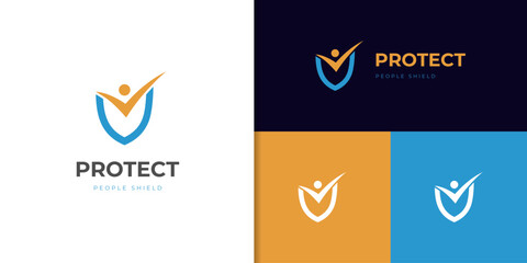 people check with shield logo icon design for health insurance logo elements