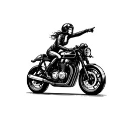 cafe racer motorcycle hand drawn vintage illustration