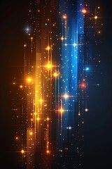 Obraz premium Glowing particle dots with colorful dots in abstract background, concept of light shining sparkling particles dots bokeh in blur color background, 