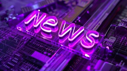 Fototapeta premium Violet LED News concept art poster.