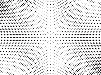 Halftone vector background. Monochrome halftone pattern. Abstract geometric dots background. Pop Art comic gradient black white texture. Design for presentation banner, poster, flyer, business card.	