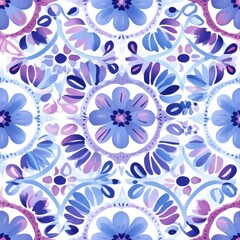 Lilac and Blue Floral Mosaic