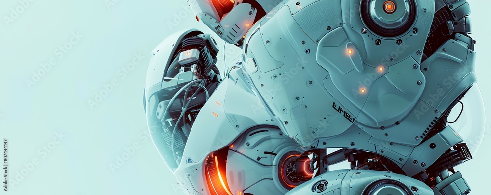 Poster transcend boundaries with a unique perspective of a futuristic robot in a minimalist style