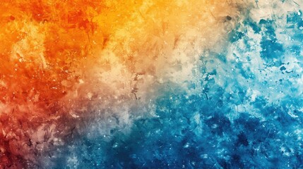 Naklejka premium A colorful abstract painting with a blue and orange background. The blue and orange colors are blended together to create a vibrant and dynamic scene. The painting evokes a sense of energy