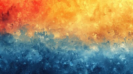 A painting of a blue and yellow background with a red line. The painting is abstract and has a lot of texture