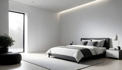 Modern contemporary Bedroom, hotel. Minimalist, Wabisabi. 