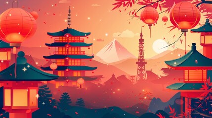 Tanabata Festival in Japan. Banner template. Background.