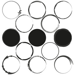 Circular designs variety. Abstract vector circles set. Dynamic round shapes collection.