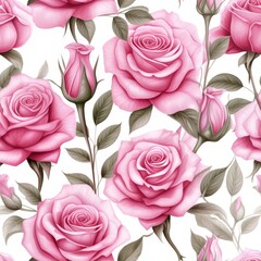 Pink Roses Seamless Pattern