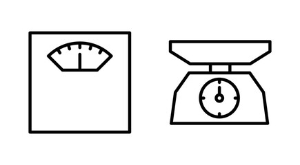 Scales icon set. Weight scale icon. Law scale icon. Justice