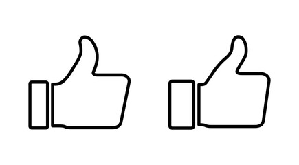 Thumbs up icon set. Hand like. Like icon vector.