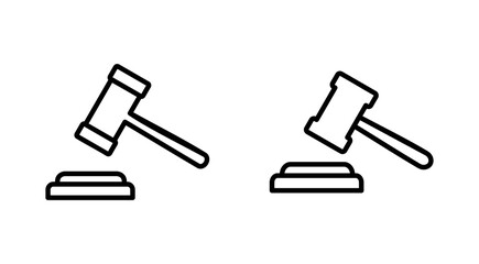 Gavel icon set. judge gavel icon vector. law icon vector. auction hammer