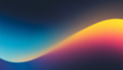 Grainy gradient background blue pink yellow abstract glowing color wave black dark backdrop noise texture banner poster header design