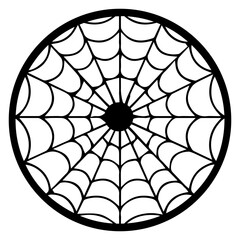 Fototapeta premium spider net icon, spider trap symbol, vector spider net in circle isolated on white
