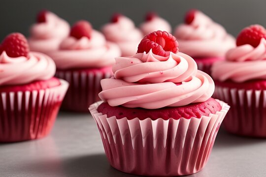 raspberry cupcakes with pink frosting