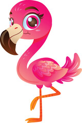 cute flamingo bird cartoon character