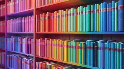 Beautiful Colorful folders bookshelves rainbow