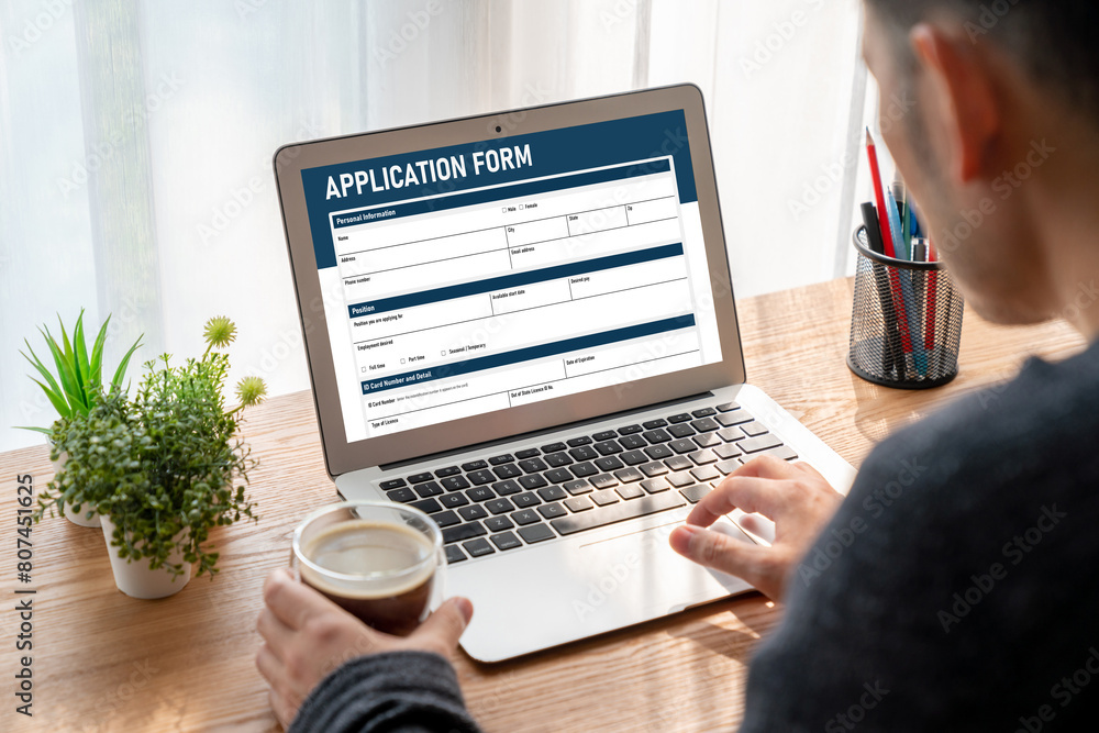 Aufkleber online application form for modish registration on the internet website