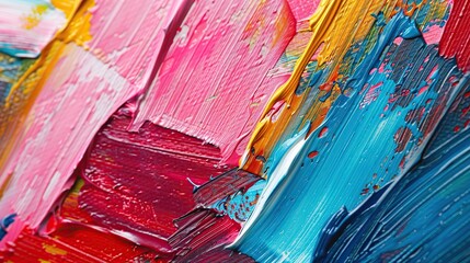 Closeup of abstract rough colorful colors painting texture, with oil brushstroke, pallet knife...