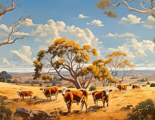 Country cows in the Australian bush land