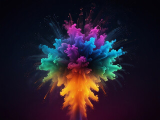 Obraz premium Colorful vibrant glittering fireworks Background with glow smoke and confetti banner ai generative