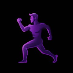 A man running in purple color image on a black background