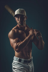 Portrait of a Young and Seductive Baseball Player