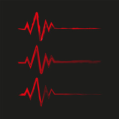 Heartbeat pulse lines for medical monitoring. Red ECG waveforms Vector illustration. Health care rhythm graph.