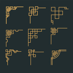 Chinese Style Corner Border Vector Illustration