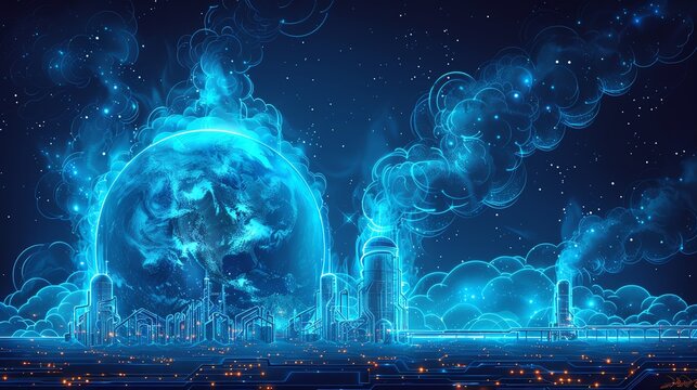 Conceptual image depicting Earth inside a giant boiler, steam rising, symbolizing global warming effects