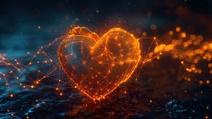 The heartbeat concept illustrated by pulses pulsating inside a glowing heart.