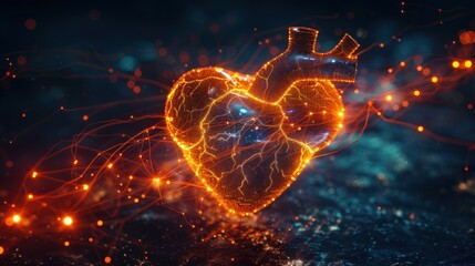 Inside a glowing heart, pulses beat, symbolizing the concept of a heartbeat.