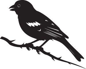 Finch Silhouette Vector Illustration White Background